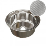 Мойка врезная MIXLINE d 490 декор  3 1/2 вып 18см с сифоном б/крепежа